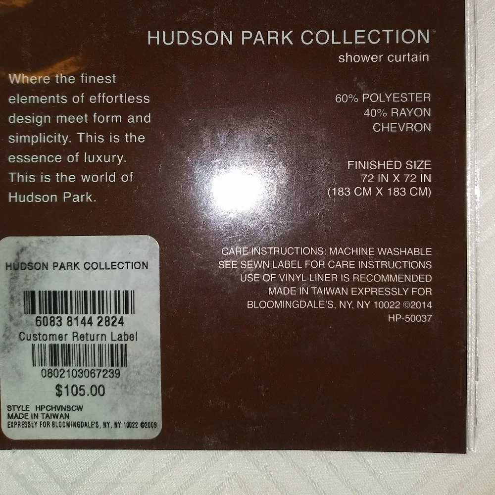 Hudson Park White Chevron Shower Curtain